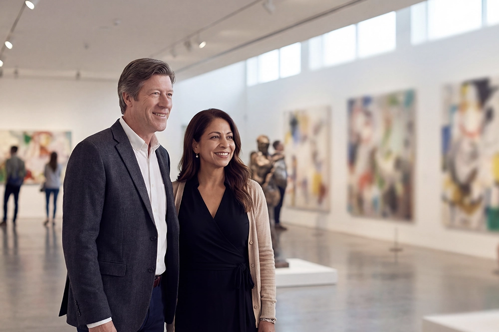 A couple at an art festival