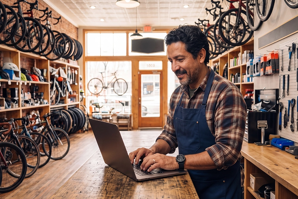 a male Hispanic business man typing on his computer