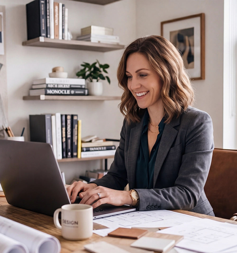 Picture of a young business woman working on her computer