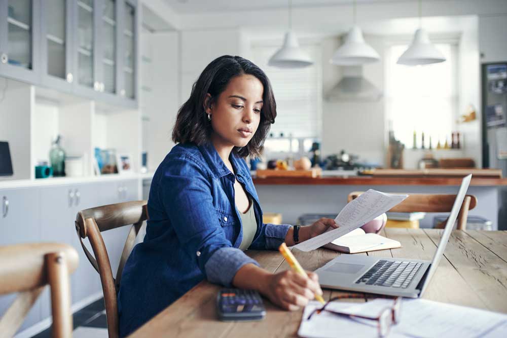 Woman reviewing her finances