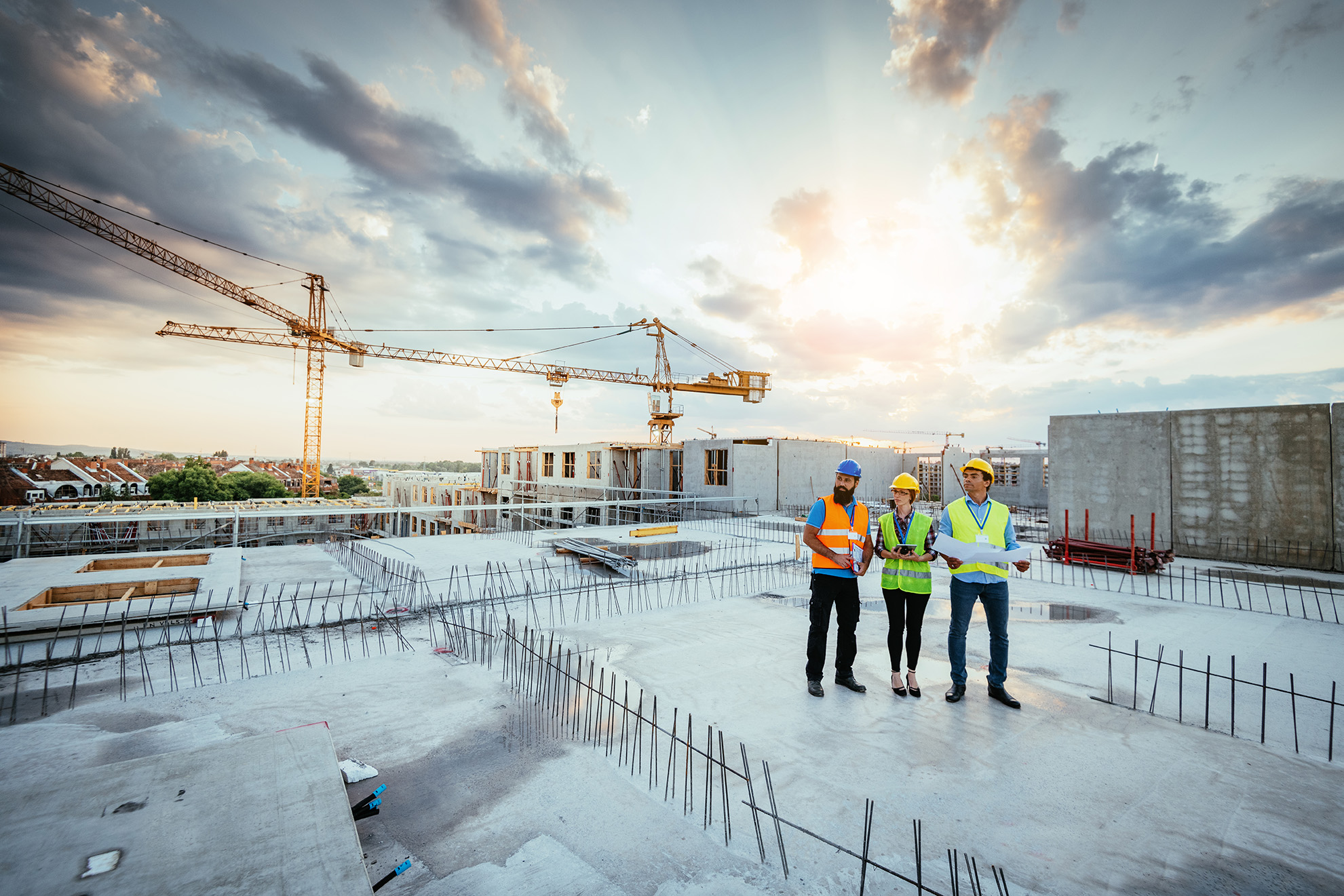 Construction workers at a construction site