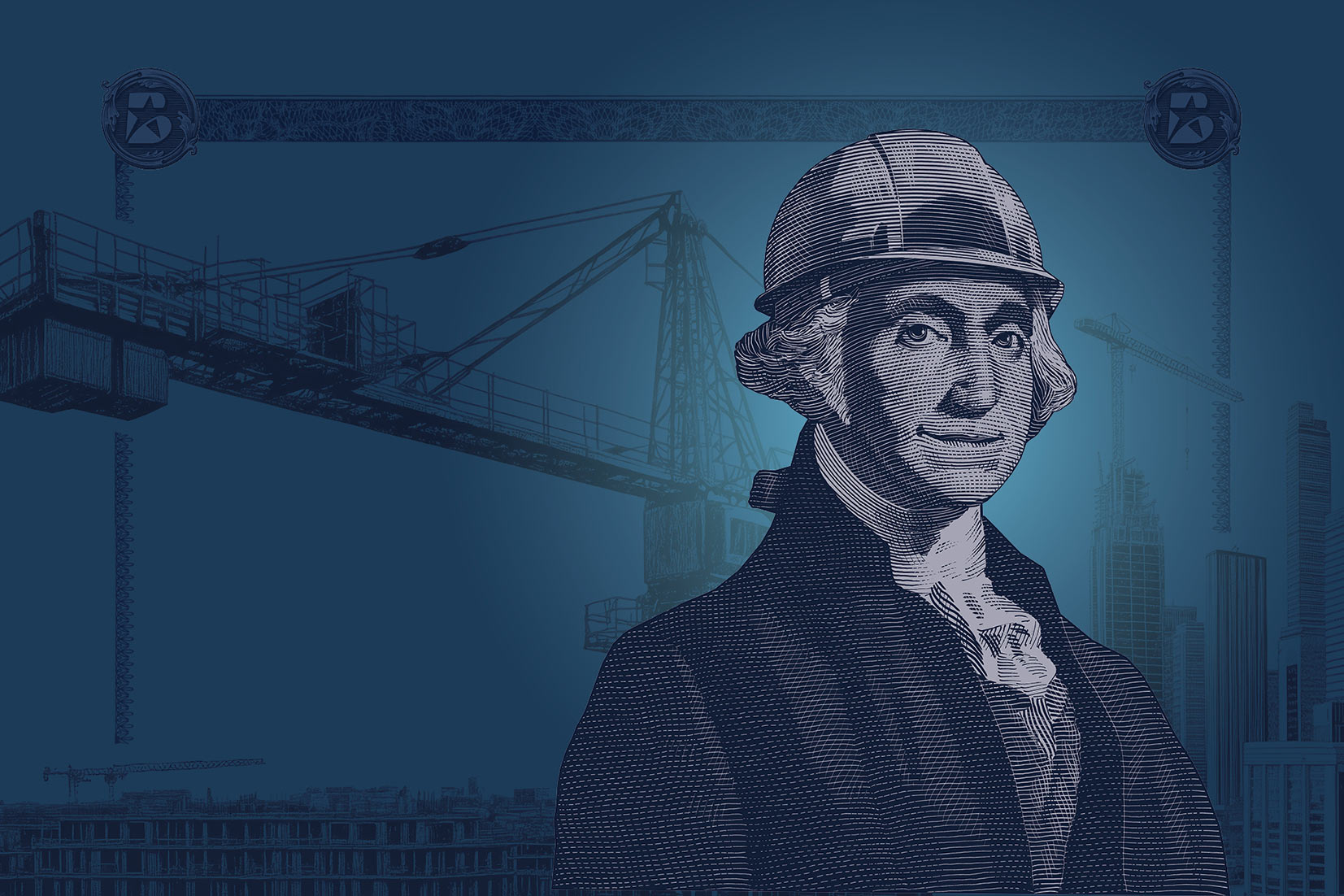 Broadway Bank Commercial Banking - picture of George Washington in hard hat