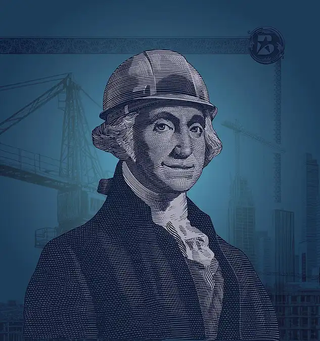 Broadway Bank Commercial Banking - picture of George Washington in hard hat