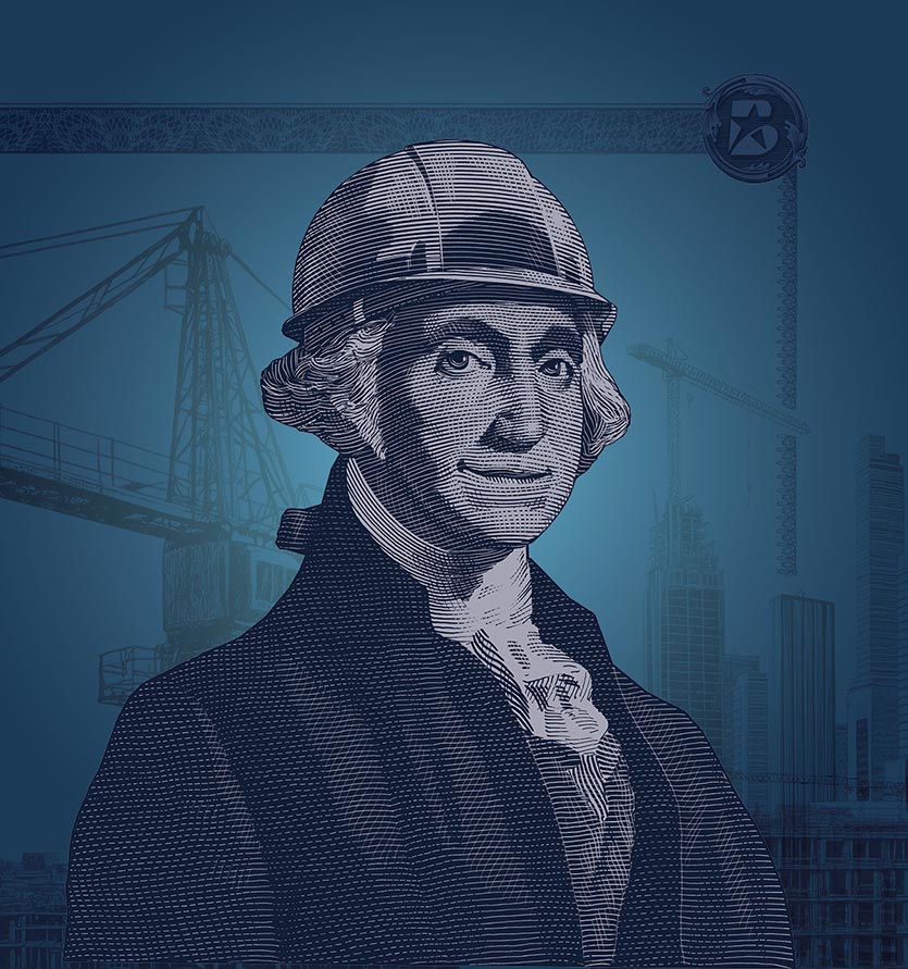 Broadway Bank Commercial Banking - picture of George Washington in hard hat