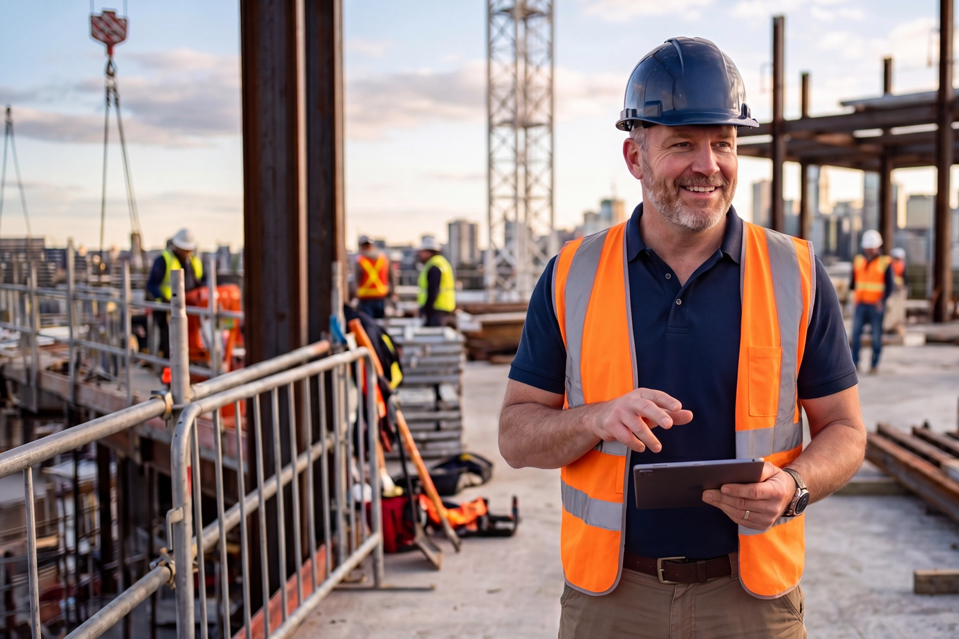 A man wearing a hardhat at the construction site