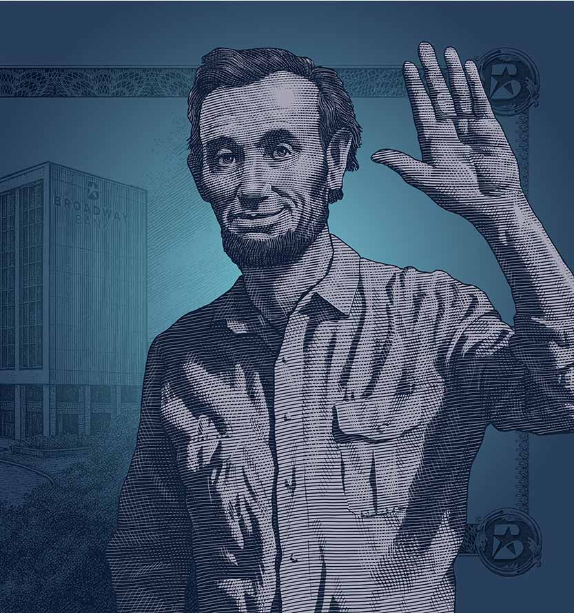 Presidents Campaign - a drawing of Abraham Lincoln waving his hand