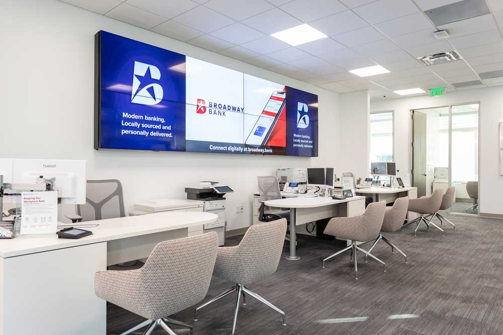 the interior of a Broadway Bank financial center