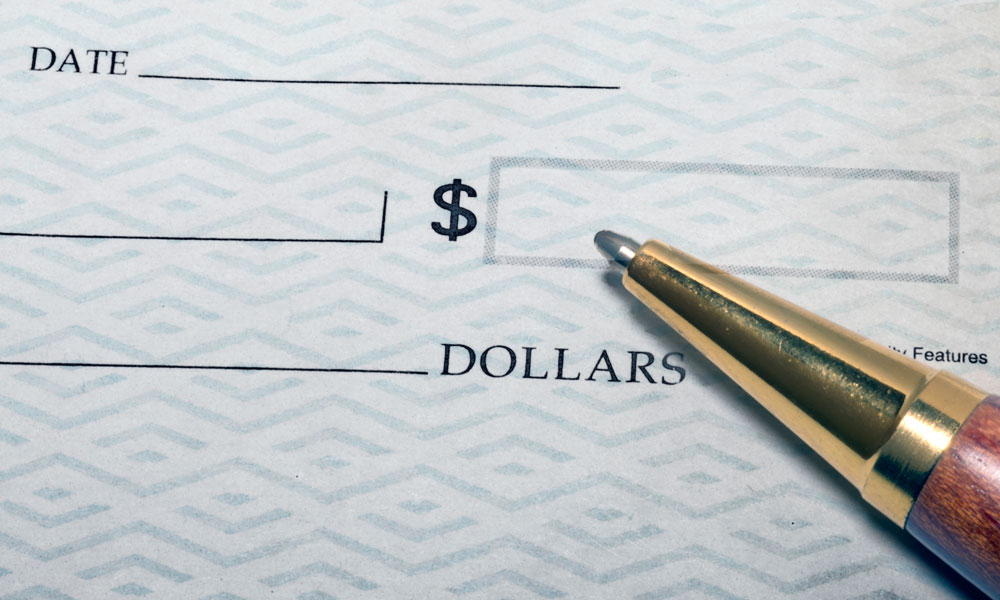 a closeup of a check